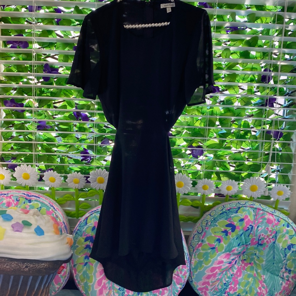 Speechless Black Chiffon Dress With Sexy Bare Middle Sides & Back